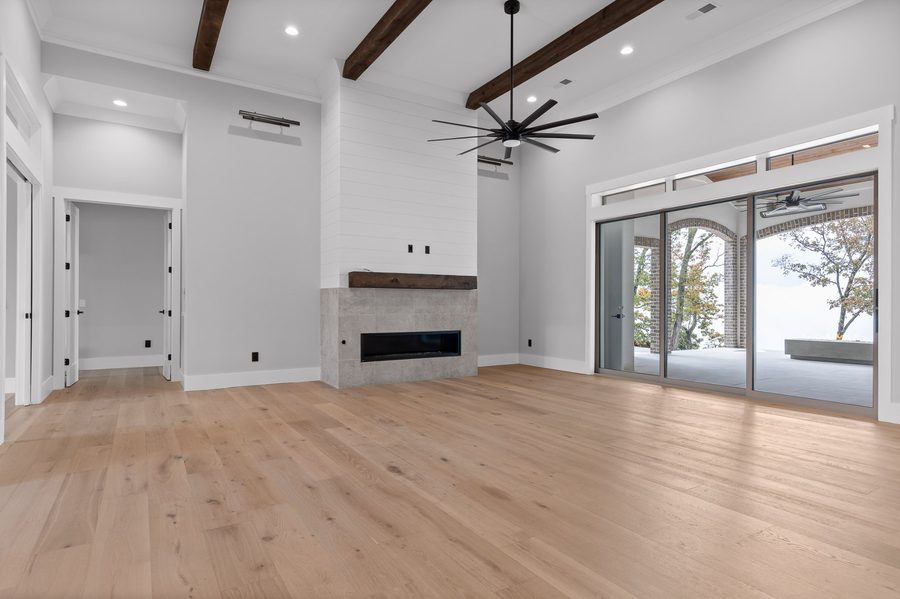 Living Room with Beams