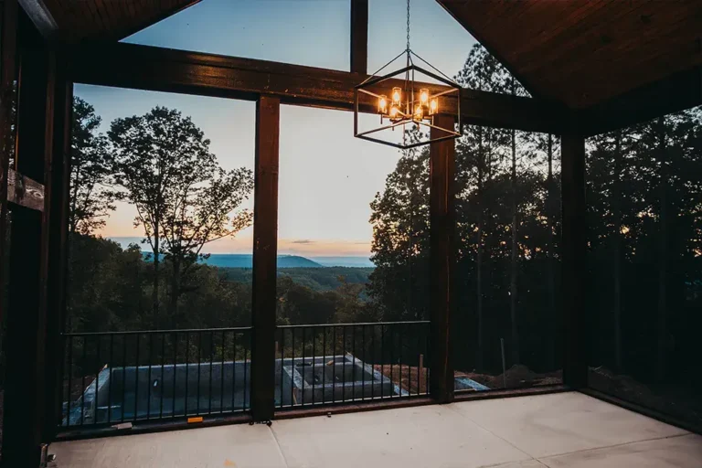 Screened porch mountain view - Cole Construction custom home